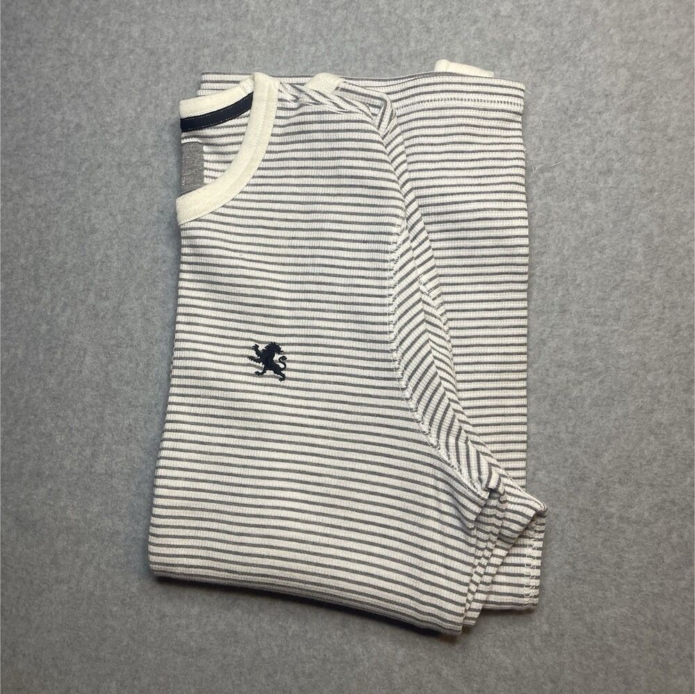 Y2K Express Men's Gray White Striped Waffle-Knit Cotton Blend Pullover Sweater L